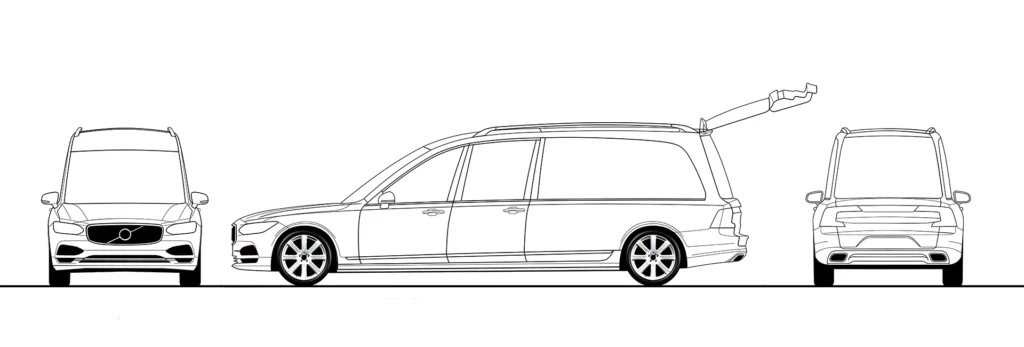 Volvo S90 Hearse line drawing